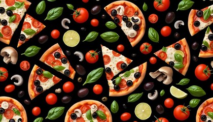 Delicious Pizza Slice Pattern with Fresh Ingredients