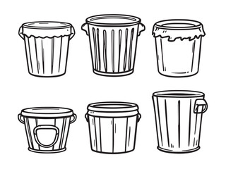 Diaper Pail Line Art Icons Set