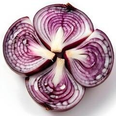 Obraz premium Red Onion Cross Section, Four Quarters