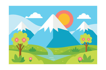 landscape with trees and mountains