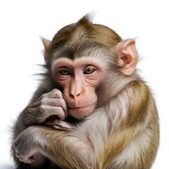 Thoughtful Young Rhesus Macaque Monkey
