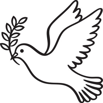 Simple black and white dove of peace, perfect for a peace symbol.