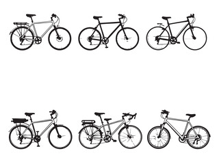 Obraz premium Electric Bike Simple Line Art Set