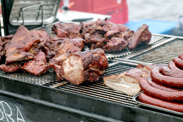 Grilled Meat and Sausages on Barbecue