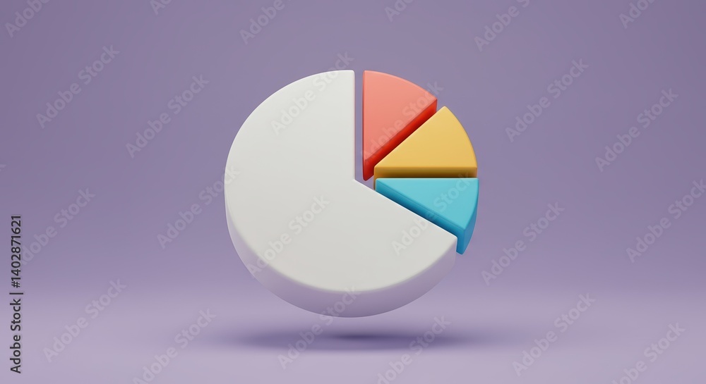 Aufkleber colorful 3d pie chart visualizing data on light purple background for analysis