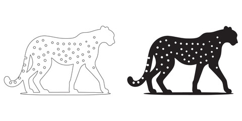 Flat cheetah silhouette for stylish outdoor design projects – modern vector and line drawing – cheetah icon – cheetah vector – cheetah illustration – cheetah line art

