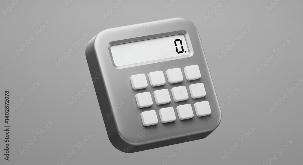 Poster calculator showing zero on display minimalist design for financial calculations and accounting