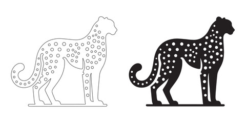 Stylized cheetah silhouette in flat design for clean outdoor branding – cheetah vector – cheetah icon – cheetah illustration – cheetah lineart – cheetah line art

