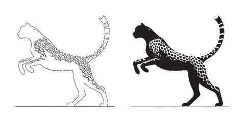 Professional cheetah silhouette in crisp line art and minimalist design – cheetah vector – cheetah icon – cheetah illustration – cheetah lineart – cheetah line art

