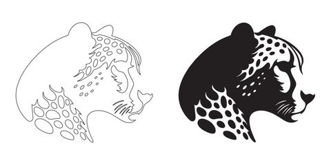 Timeless cheetah silhouette with clean black vector outline – perfect for wildlife themes – cheetah lineart – cheetah icon – cheetah illustration – cheetah line art

