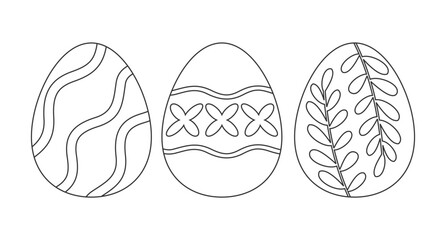 Easter Eggs coloring page. Cute eggs doodle black white