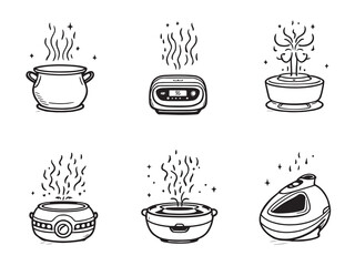 Facial Steamer Line Art Icon Set