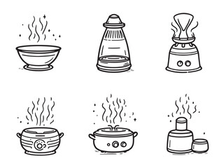 Modern Facial Steamer Line Icon Collection