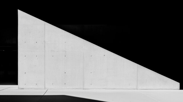 A white concrete wall with a triangular shape.