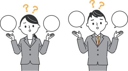 選択を迷うビジネスパーソン　上半身　ベクター