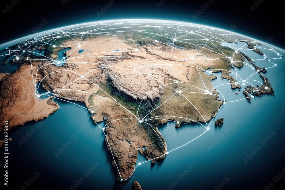 Poster global connectivity and networks mapping the earth technology visualization digital environment aeri