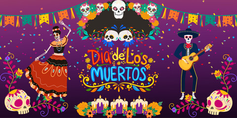 vector illustration of an dia de los muertos background