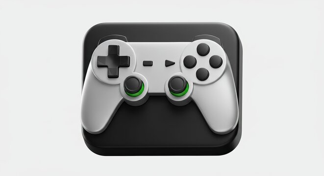 Minimalist Game Console Icon Design on Black Background for Gaming Interface
