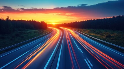 Fototapeta premium Sunset Highway: A Journey's End