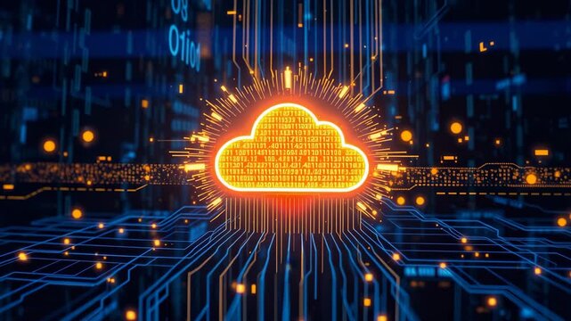 Futuristic Cloud Technology with Data Streams and Binary Code Elements