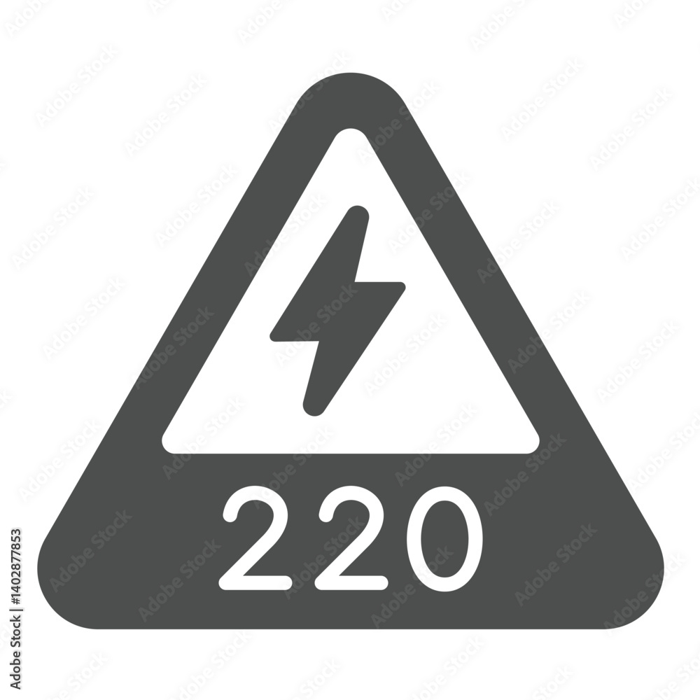Poster warning triangle with lightning solid icon, electrical service concept. vector graphics. two hundred