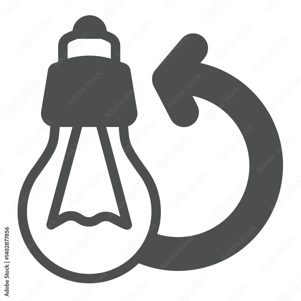 Aufkleber light bulb and replace arrow solid icon, electrician service concept. vector graphics. replacing lig