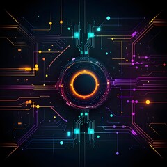 Obraz premium Neon Circuit Board Technology Background