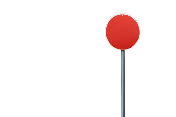 Blank red road sign on a transparent background is ready for customization