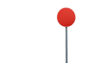 Blank red road sign on a transparent background is ready for customization