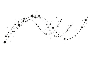 Stars on white background. Black star shooting with elegant star. Meteoroid, comet, asteroid, stars.