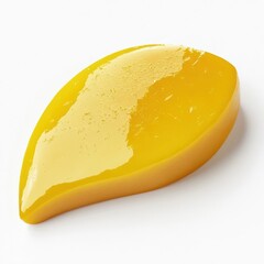 A vibrant smooth mango slice with a rich yellow color and tender texture, isolated white background, hyperrealism art style