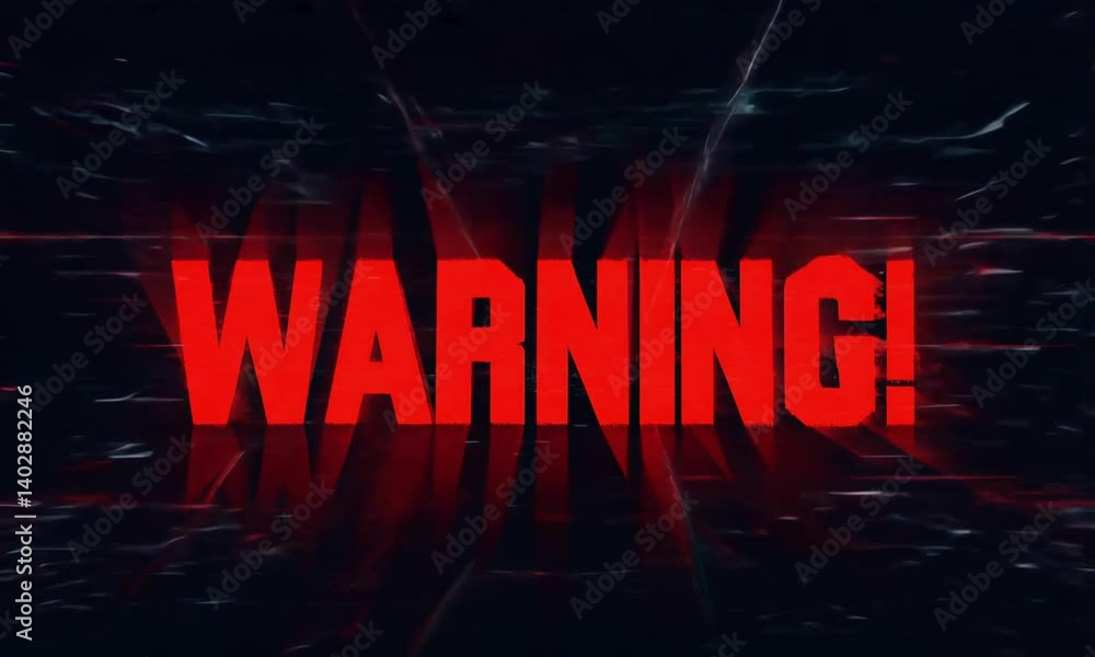 Poster attention grabbing warning text featuring striking flashing red design made with generative ai techn