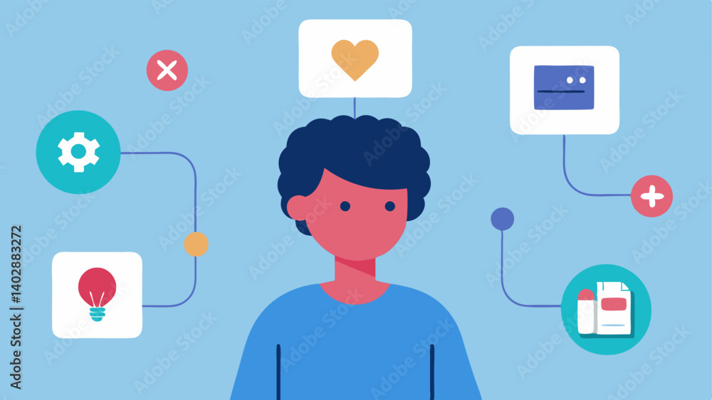 Poster symptom checker an illustration of a user interacting with a digital symptom checker guided by ai wi