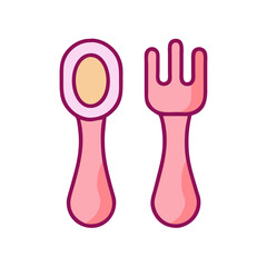 Baby Fork and Spoon Set Icon Representing Toddler Feeding and Mealtime
