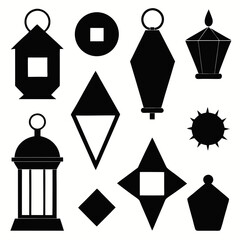 black and white icons set