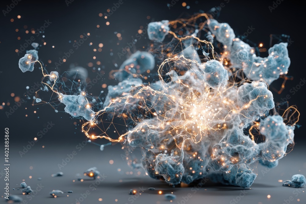Poster dynamic energy explosion abstract digital space visual art conceptual environment close-up view mode