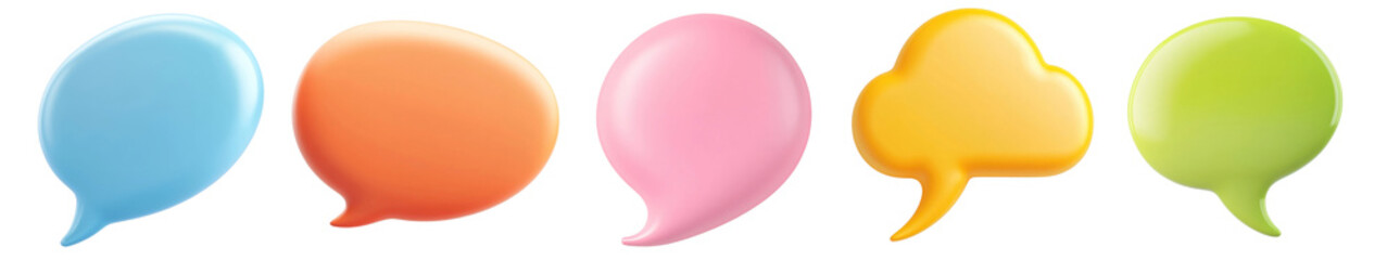 PNG Colorful speech bubble icons, element set on transparent background