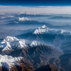 Aerial View of Majestic Snow-Capped Mountains