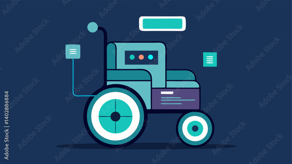 Poster hightech smart wheelchair a futuristic wheelchair with integrated touchscreens and led lights featur