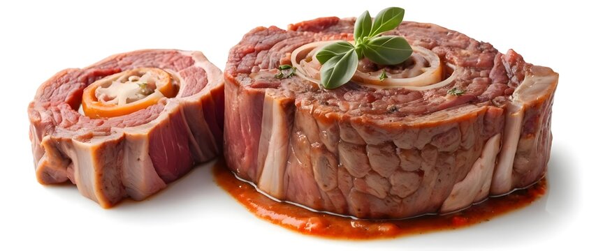 Rolled Beef Braciole with Sauce and Basil