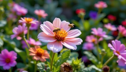 Obraz premium Whimsical Additions Add whimsical touches, like tiny butterflies or bees interacting with the flower, to create a lively scene.