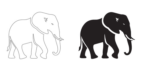 Professional elephant silhouette with refined line detail – great for wildlife apps and brands – elephant icon – elephant vector – elephant illustration – elephant line art

