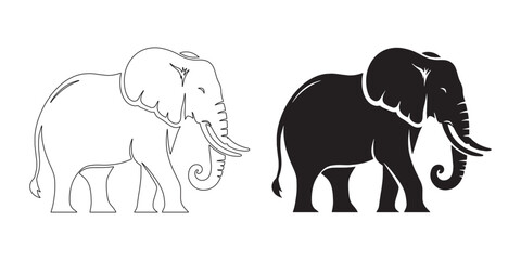 Majestic elephant silhouette designed in bold vector with elegant elephant line art – elephant icon – minimalist elephant outline – elephant illustration – elephant lineart

