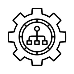 Obraz premium Gear with Network Diagram Icon Representing Organization and System Management