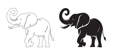 Clean elephant silhouette in timeless vector design – wildlife illustration with minimalist elephant outline – elephant icon – elephant lineart – elephant line art

