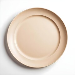 Beige Empty Plate on White Background