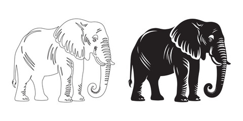 Graceful elephant silhouette with clean curves and detailed elephant lineart – modern elephant vector – elephant icon – elephant illustration – elephant line art

