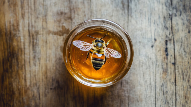 Whimsical Happy Bee in a Surreal Honey Chaos