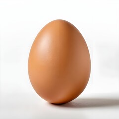 Single Brown Egg on White Background