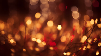 Obraz premium Blurred view of christmas lights with warm and red hues in background